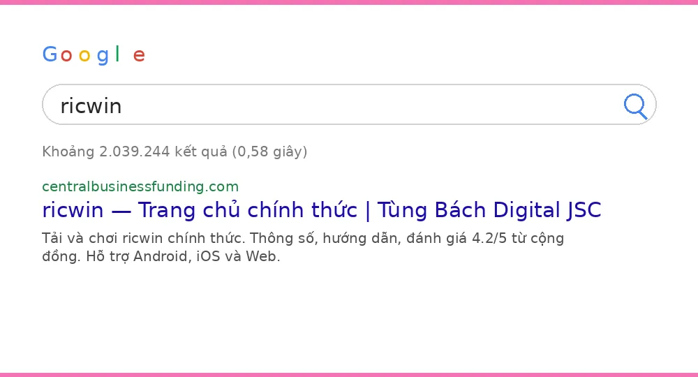 Cách tìm ricwin trên Google